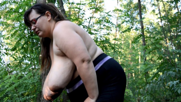 boob slapping in the forest
