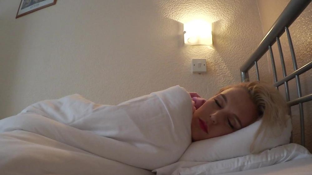 Ariel Anderssen Taking A Nap In Onesie And Red Lipstick