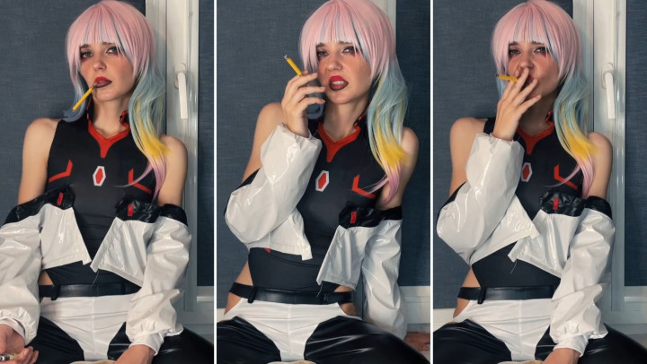 Cyberpunk - Seductive Lucy smokes by the window - May 17, 2023