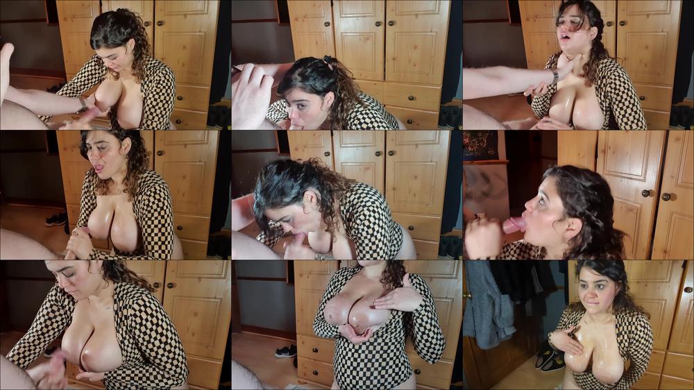 DEGRADING and CUMMING on my step-moms TITS! 2/2
