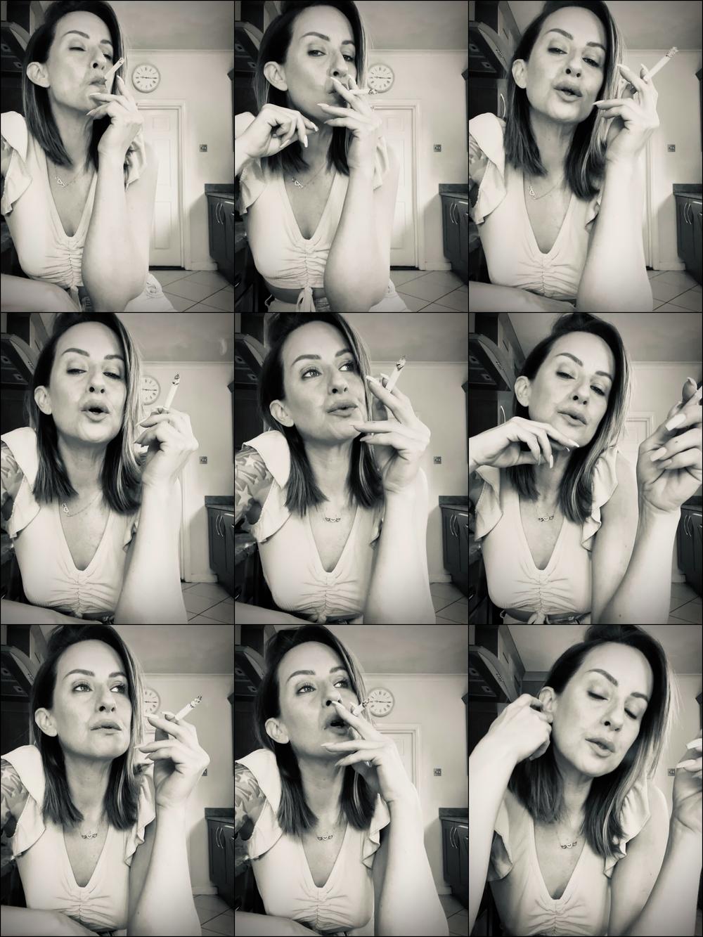 Smoking at home with Sasha Bull. Black and White Version
