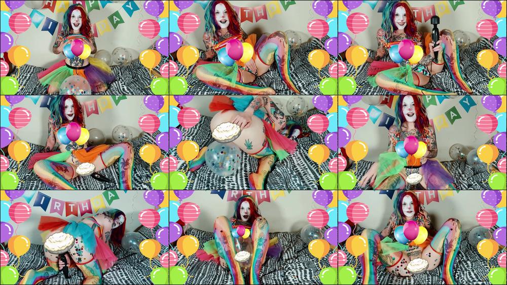 Clown Girl Riding Balloons Til They Pop