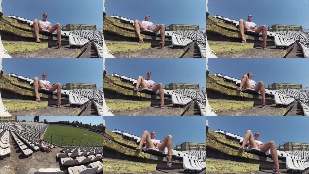 Wet Kelly Masturbation On A Soccer Stadium