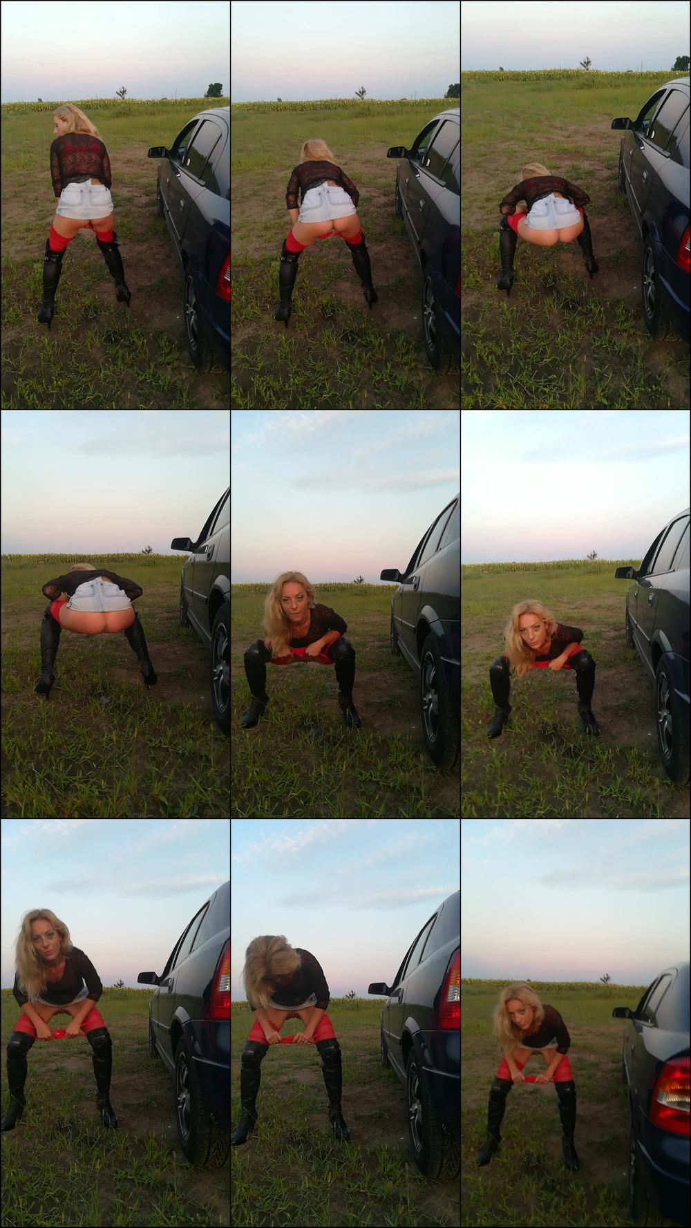 Kinkyporncpl Outdoor Peeing Wearing Mini Skirtheels