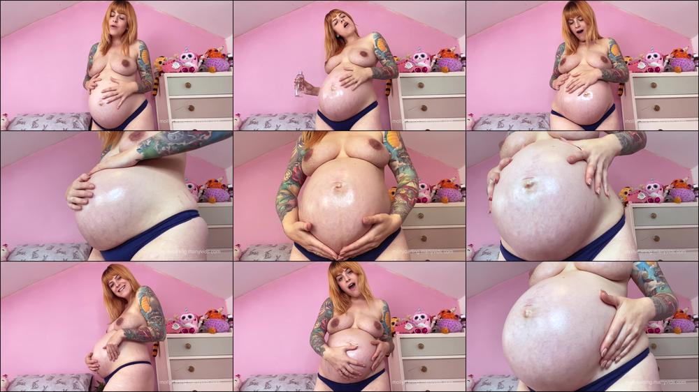 Pregnant Belly Oil And Tease
