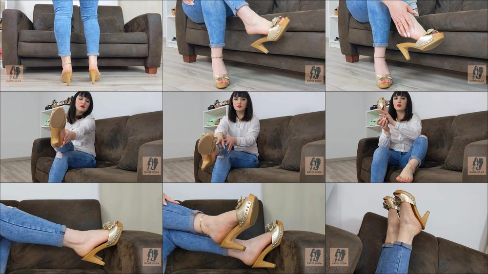 Dame Olga's Fetish Clips - (422) Wooden Mules And Blue Jeans (4K, Wmv)