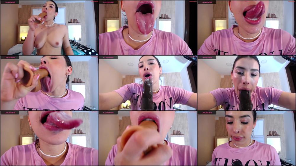 Intense deep throat session powered by drenched dildo play