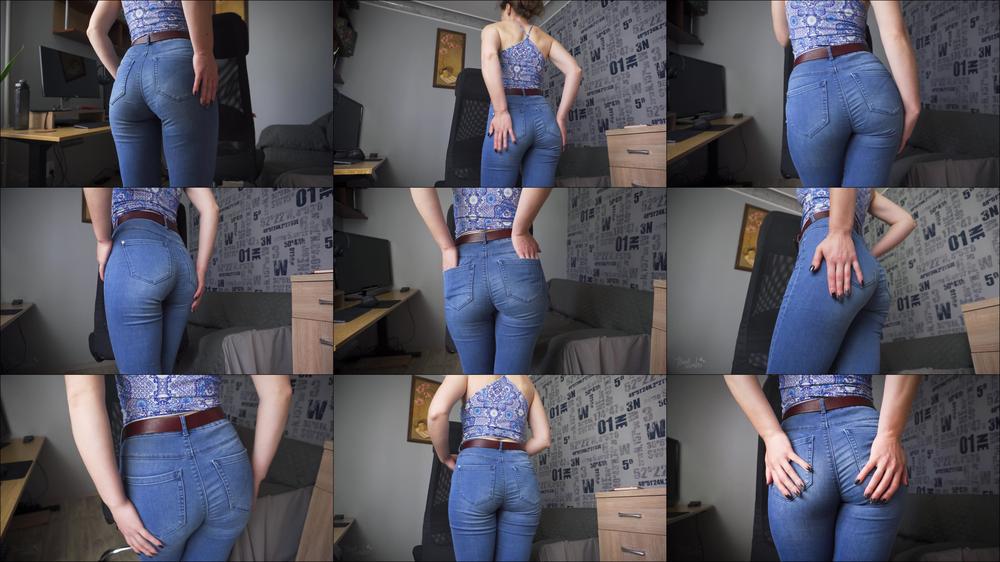 Blue Jeans Ass Tease In Full Back Panties