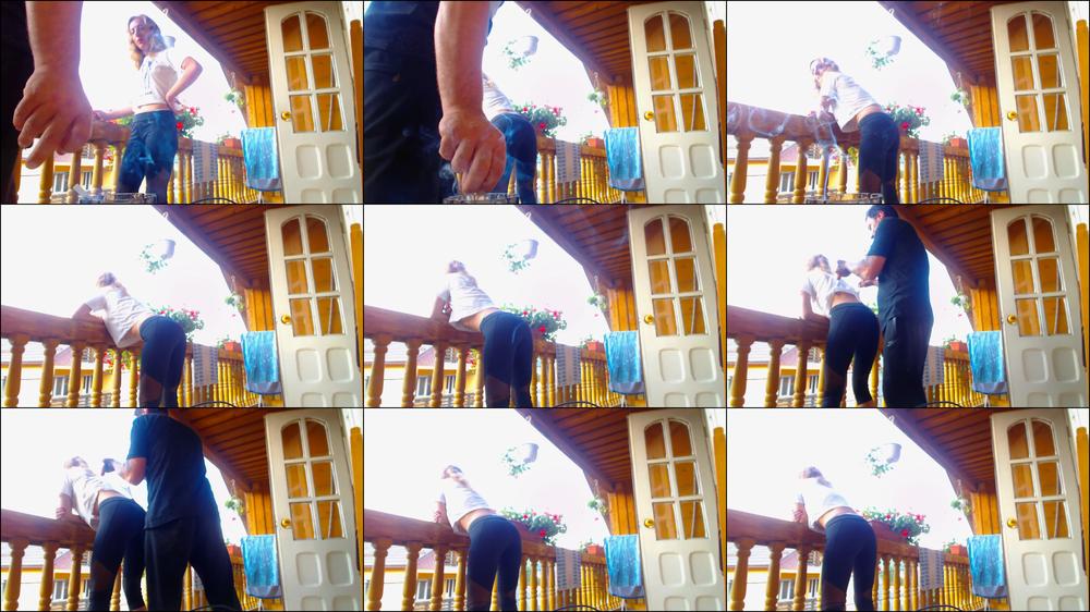 Kinkyporncpl Hard Wedgie On The Balcony