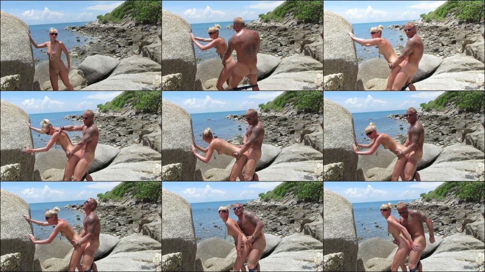 Public Exhibitionist Blonde Beach Sex 3sum Taster