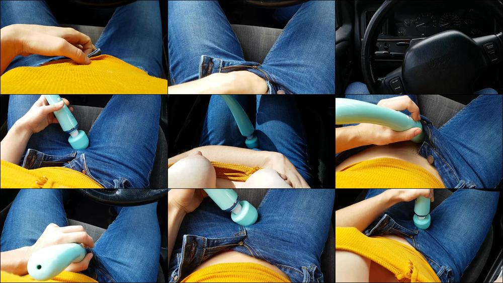 Female POV Hitachi Quickie in the Car