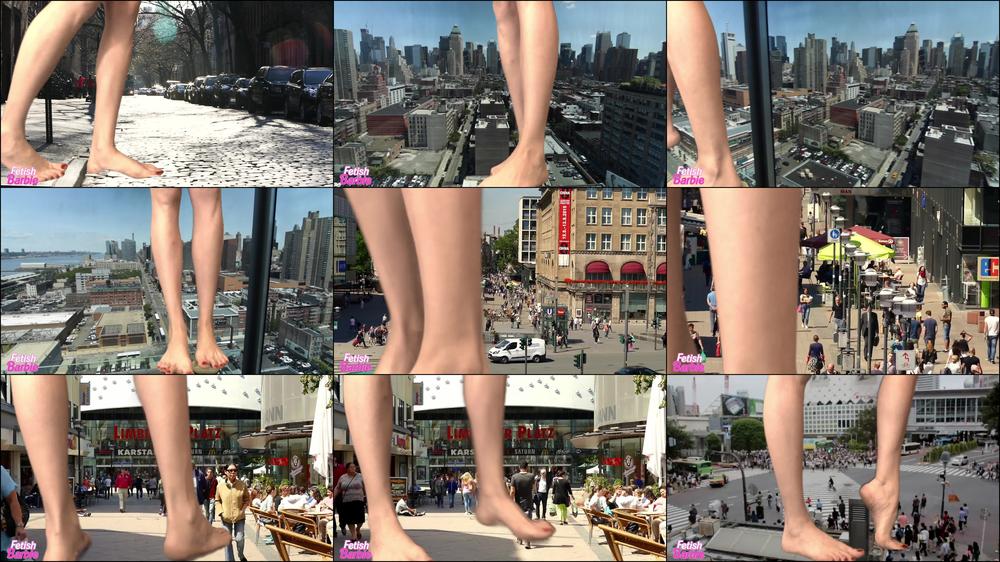 Barefoot Giantess Stomps city