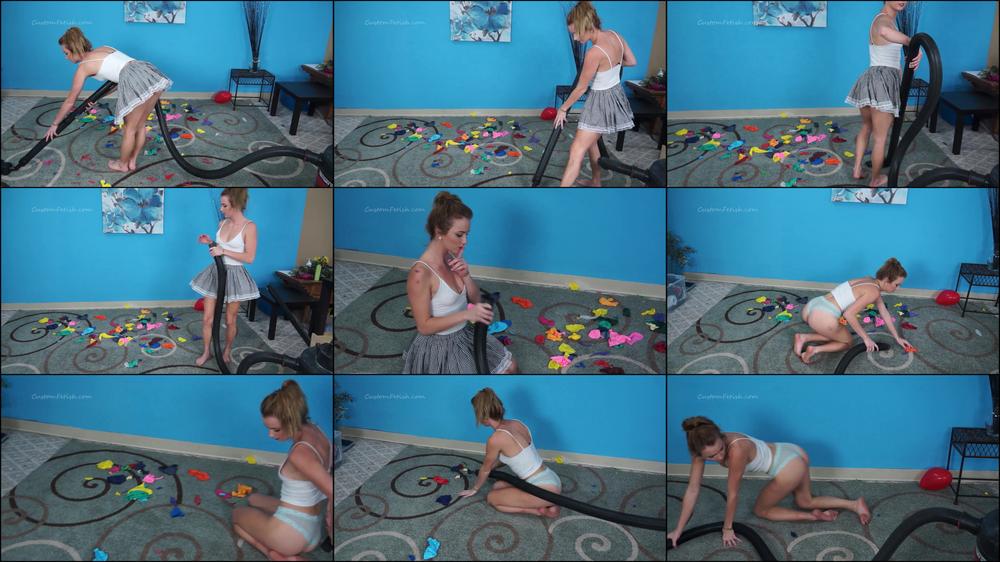 Amber Vacuums Up Balloon Mess