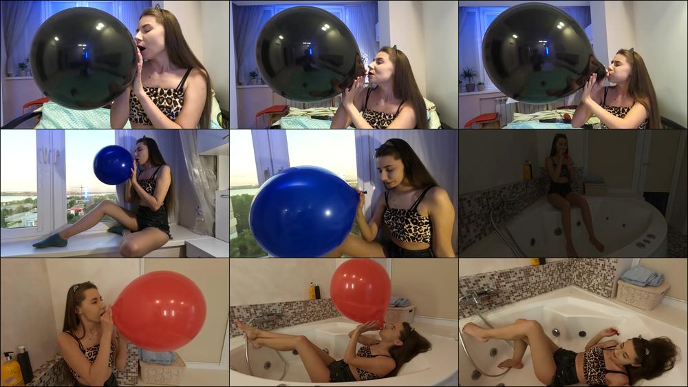 Leatherlove Nastya B2P Three Huge Balloons At Home