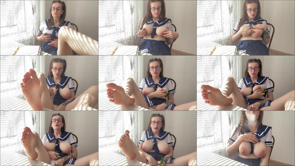 Busty School Girl Plays With Her Pussy