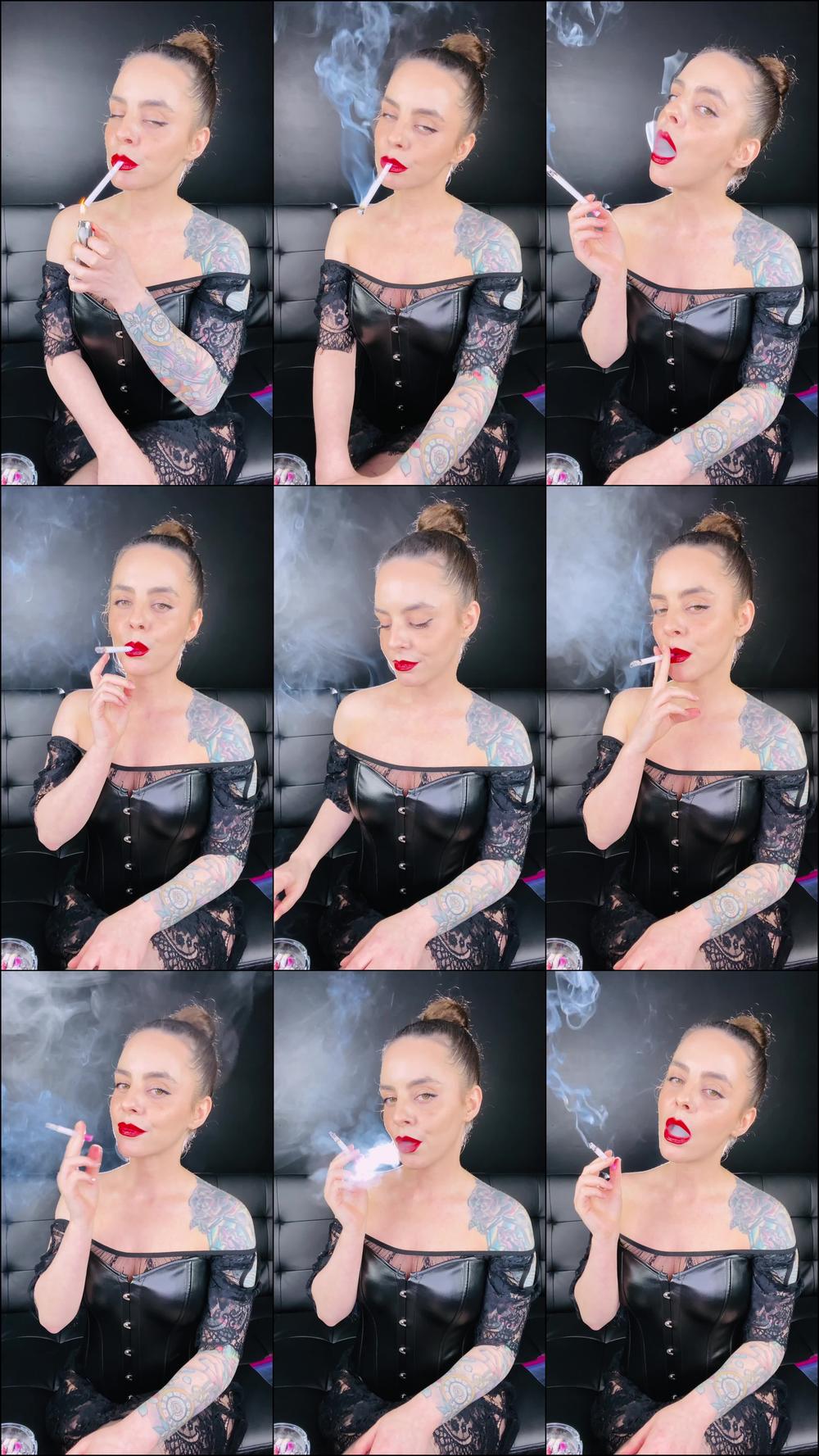 Smoking in Lace and Corset