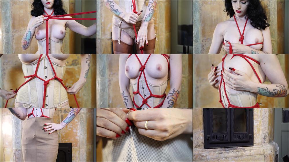 Self Bondage By Red Ropes In 4K