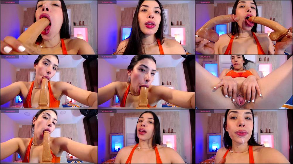 The Tongue's Lustful Licking of a Dildo in a Latin Girl's Mo