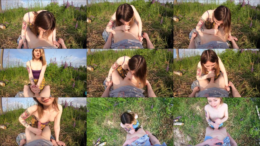 POV: Shy teen has first outdoor blowjob