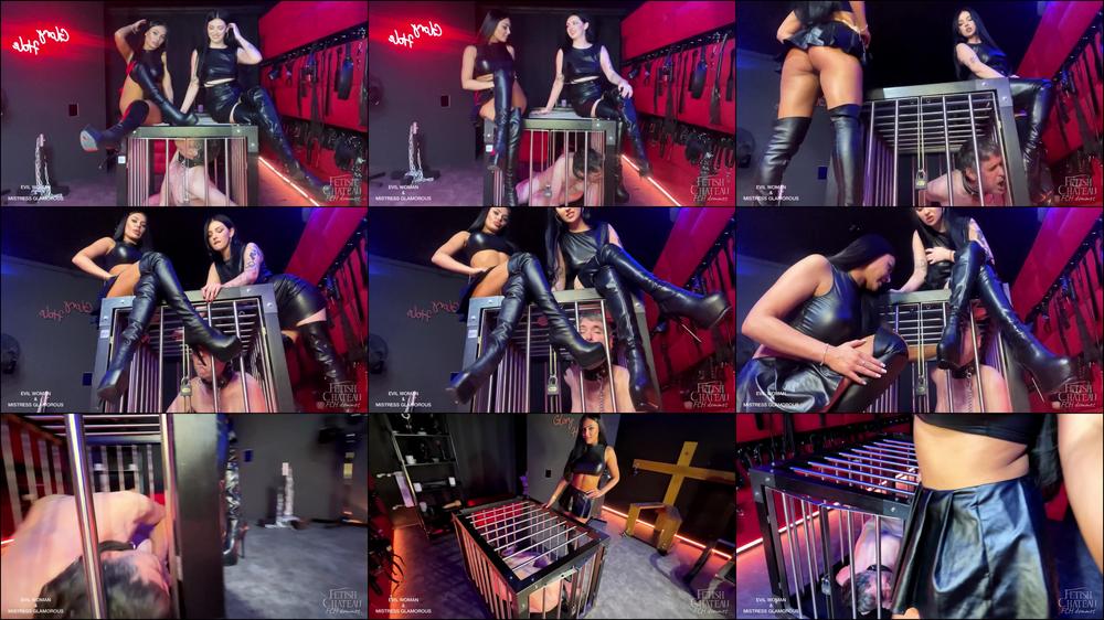 Prisoner makes boot worship for 2 Dommes - April 05, 2023