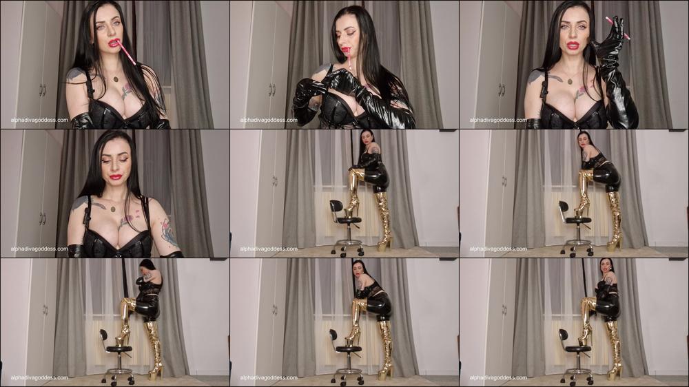 Gold shiny boots and smoking Gooning part 2