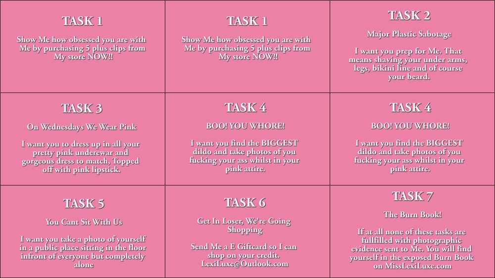 MEAN GIRLS: SISSY LOSER FINDOM TASKS #1 - December 10, 2018