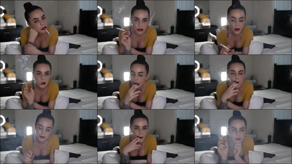 Smoking Cork 100s With Hair in Bun