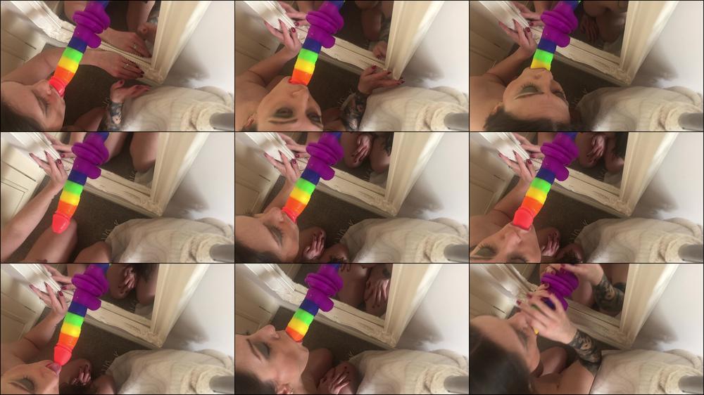 POV Rainbow Dildo Blowjob