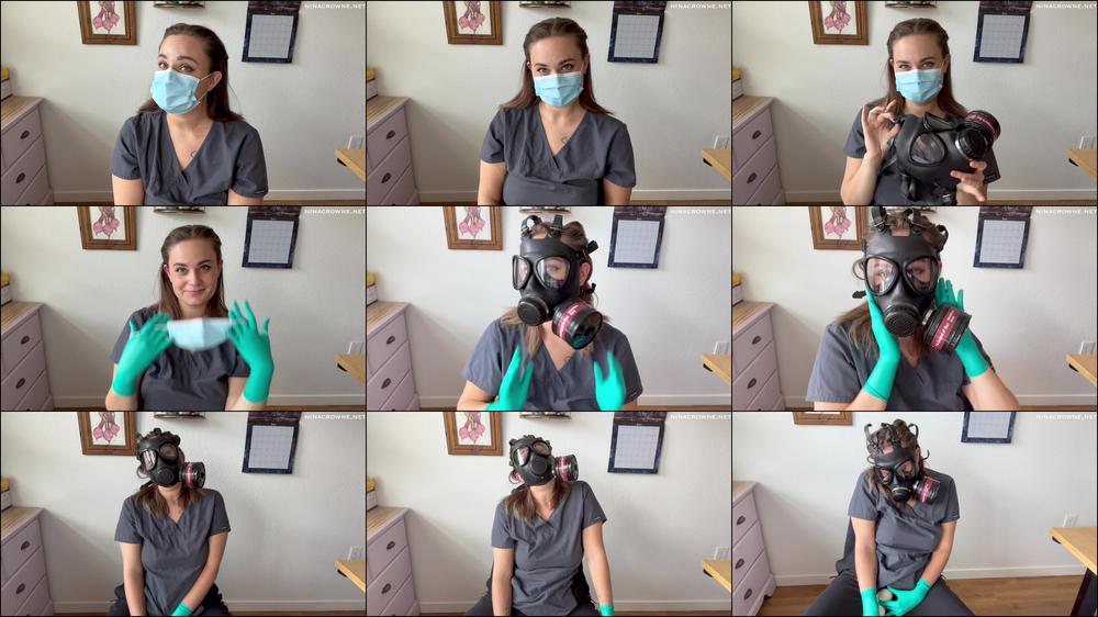 Nurse Wears Gas Mask & Cums with You