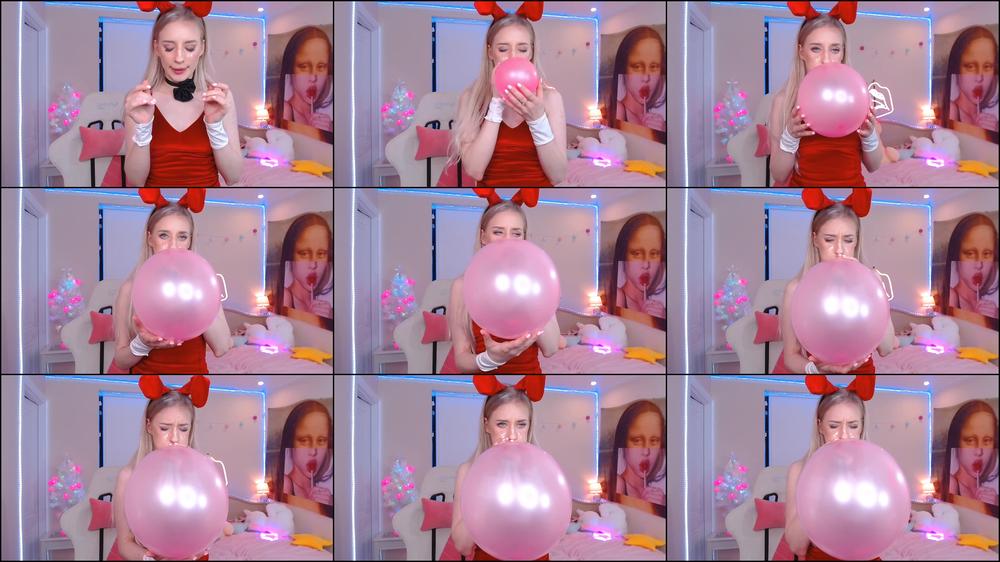Blowing pink balloon till bust - December 21, 2020