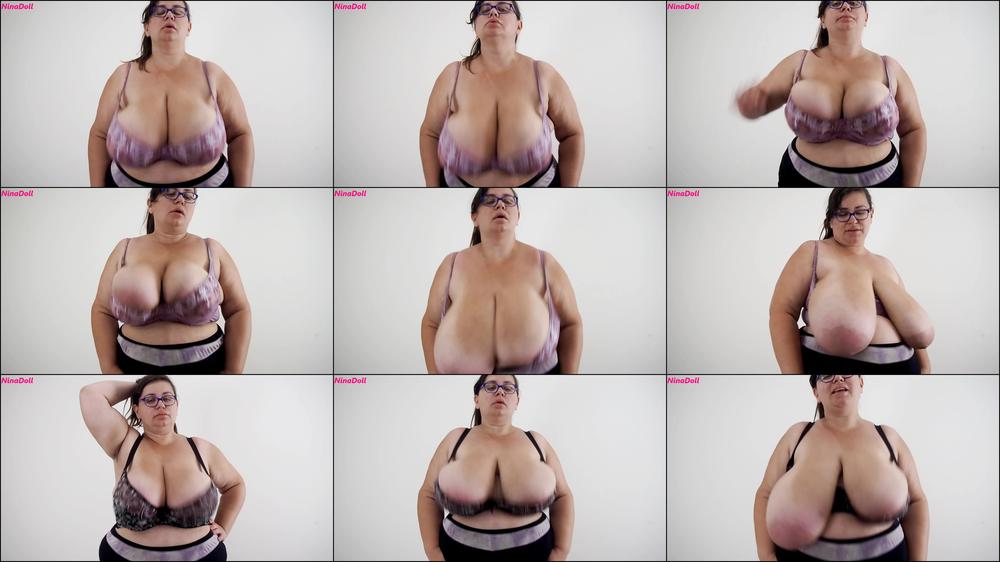 bounce HUGE titties out of 2 TIGHT  bras