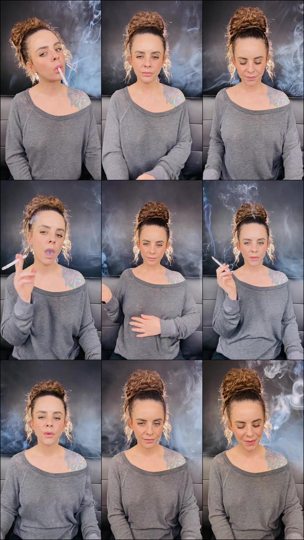 Smoking in Grey Sweater