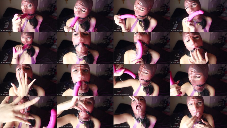 Dominatrixvera Latex Hood Gagged Blowjob Spit