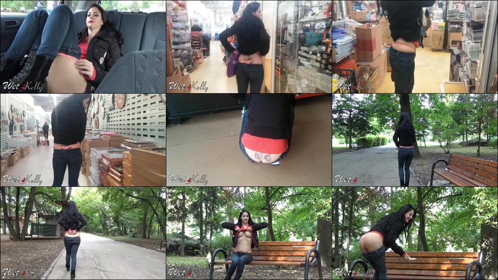 Wet Kelly Walk And Pee In The Park With Buttplug
