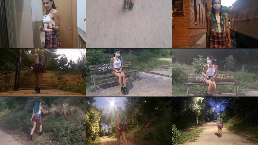 Showing pussy in public 3: night walk