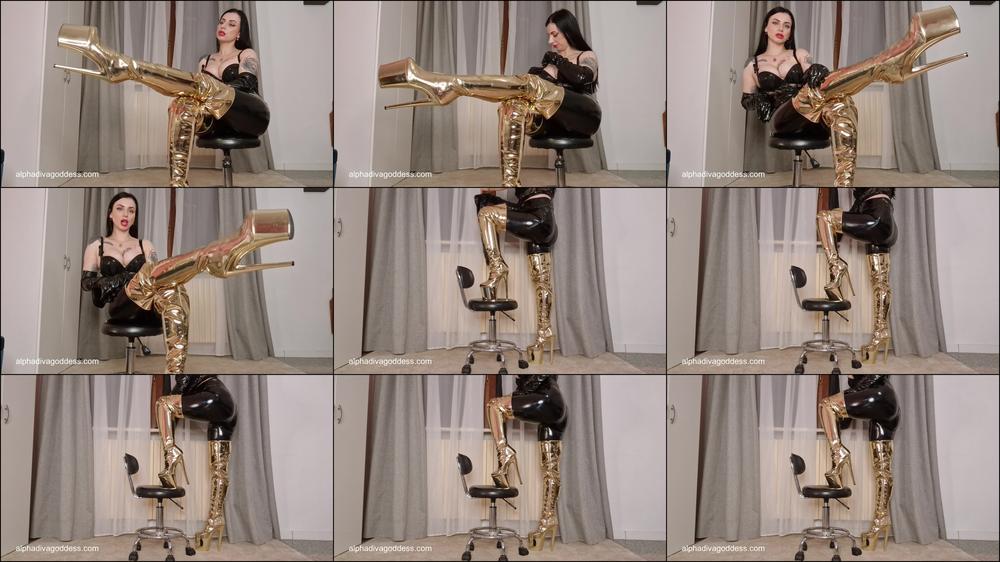 Gold shiny boots and smoking Gooning part 5