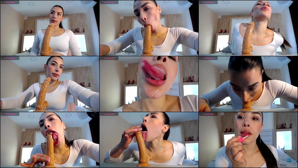 Woman Licks Dildo with Enthusiasm