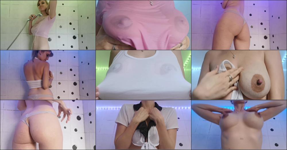 Wet Tops In Shower-Boob worship + Bounce