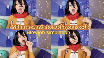 Mikasa wants to suck your cock | Blowjob Simulation (DogWife)