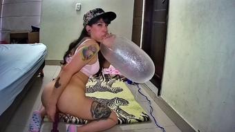 RIDE DILDO WHILE BLOW A CONDOM - January 05, 2021 (SuicidePonk)
