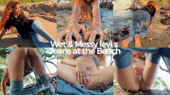 Wet & Messy Levi's Jeans At the Beach (lissadollhot)