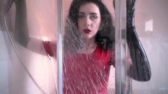 Shower In Latex Red Dress (MissEllieMouse)