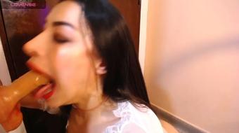 A Saliva-Drenched Dildo's Journey into a Latina's Throat (Melted_Chocolate)