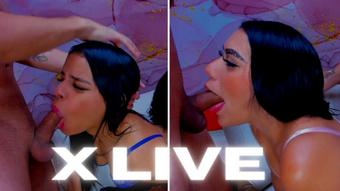 line up of 4 latinas to suck their great friend JEan's cock (Xlivestudio)