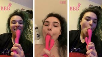 Sucking cum off my dildo (Cyber Skye)