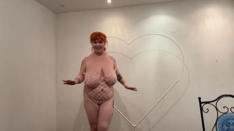 Blowing balloons in fishnet (RoxanneMiller)