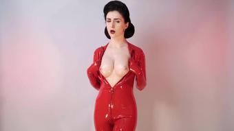 Hot Joi In Red Latex Catsuit (MissEllieMouse)
