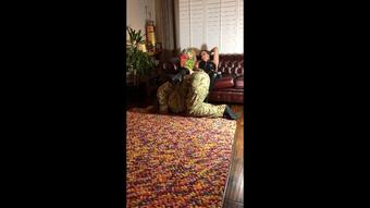Pussy Play, Teasing Army Sub Footstool (SuzieLove212)