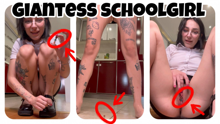 GIANTESS SCHOOLGIRL PLAYING WITH LITTLE BOY