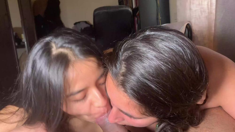 Sharing Cum After Double Blowjob